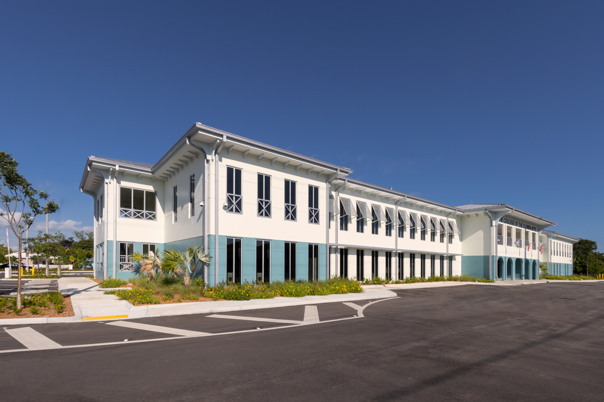 Architectural western view of the College of the Florida Keys in Key Largo, FL.